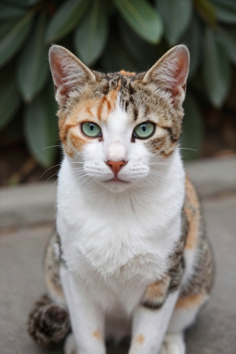outdoor,  front view,  calico cat on Tensor.Art