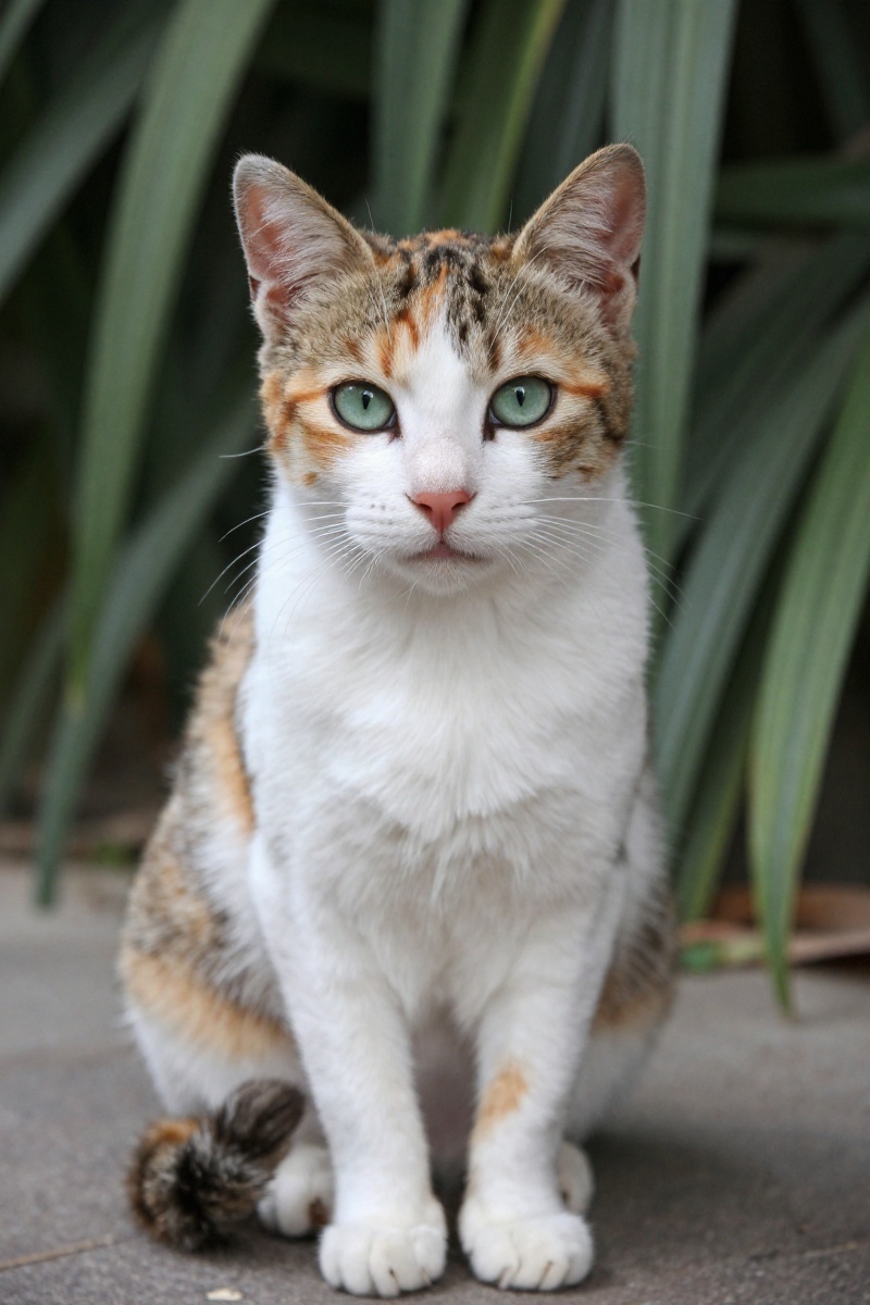 outdoor,  front view,  calico cat on Tensor.Art