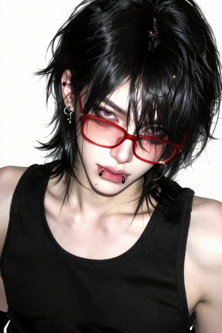 young male character. very messy hair ,  choppy,  layered black hair with long on Tensor.Art