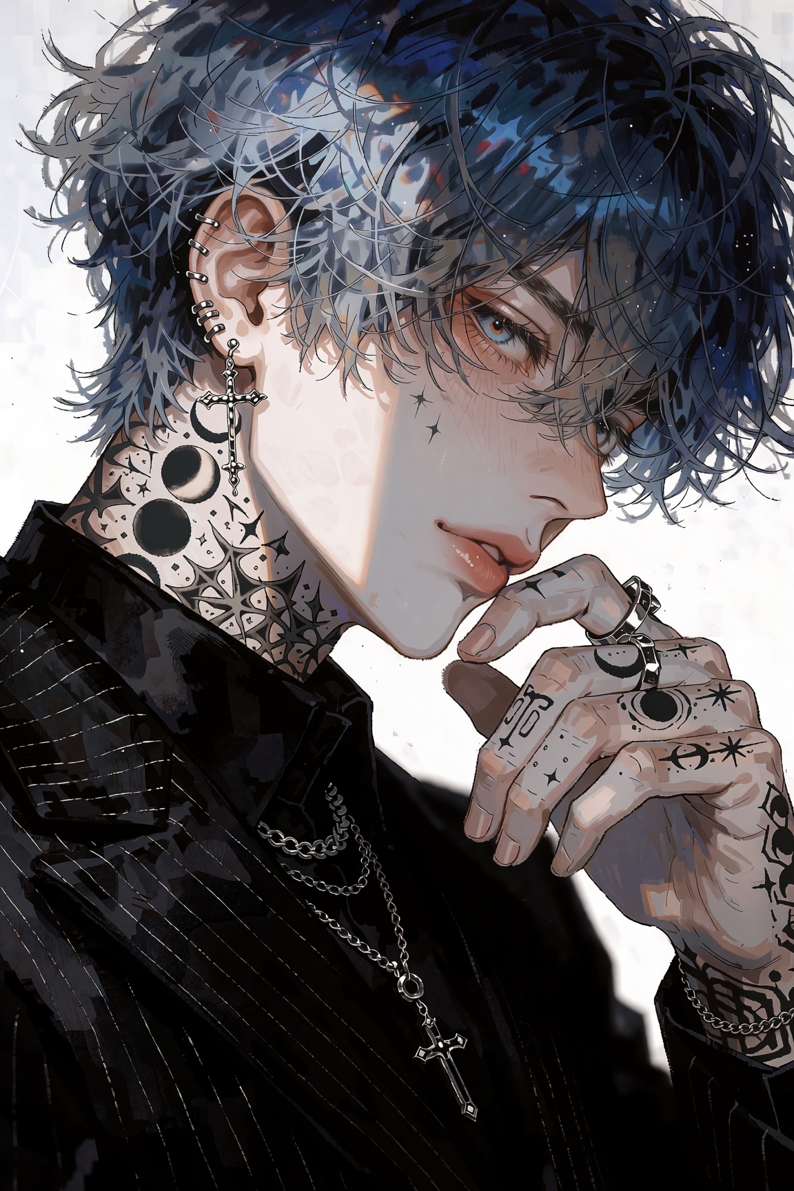 @NJSW33T,  digital painting,  a handsome young man with messy on Tensor.Art