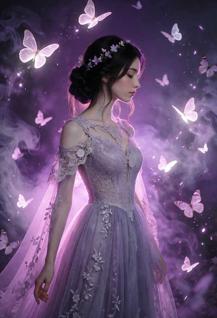RAW ultra-realistic cinematic fine-art fantasy portrait of a young ***** European woman,  approximately 22–26 years old,...
