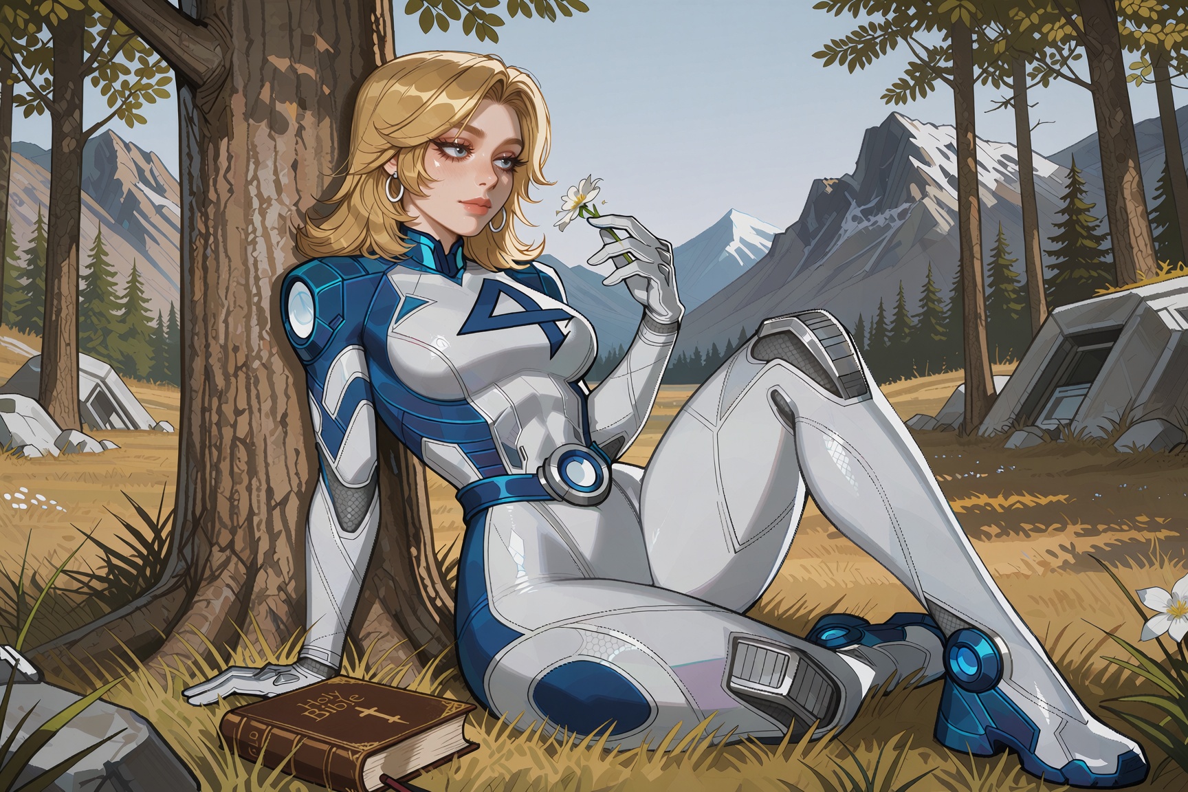 Vv.LXVIII - Centurion,  Vv.LXVIII - MR-Sue_Storm,  MR-Sue_Storm has blonde shoulder length hair and blue eyes on Tensor.Art