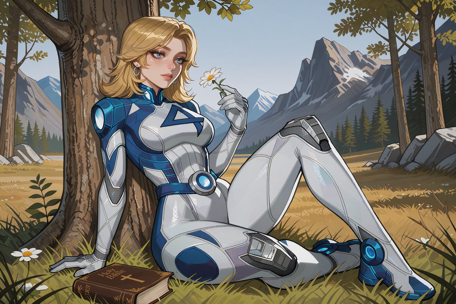 Vv.LXVIII - Centurion,  Vv.LXVIII - MR-Sue_Storm,  MR-Sue_Storm has blonde shoulder length hair and blue eyes on Tensor.Art