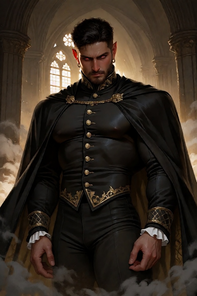 Digital painting of a supremely dominant,  ancient vampiric nobleman with chiseled,  aristocratic features on Tensor.Art