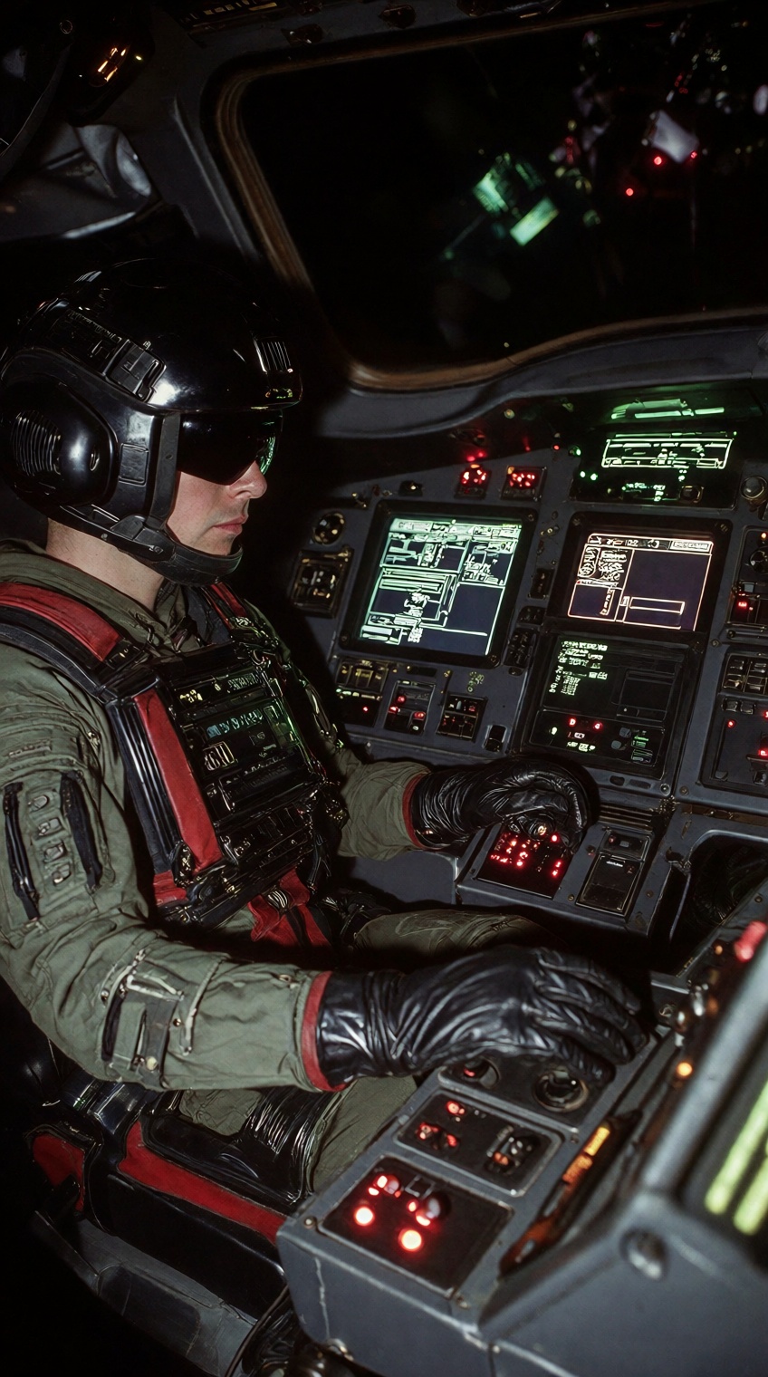 @sci_mood,  pilot in cockpit,  wearing helmet on Tensor.Art