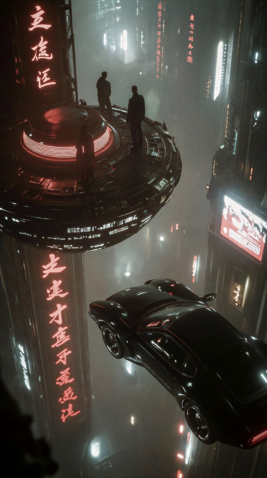 @sci_mood,  sleek black car,  neon-lit city on Tensor.Art