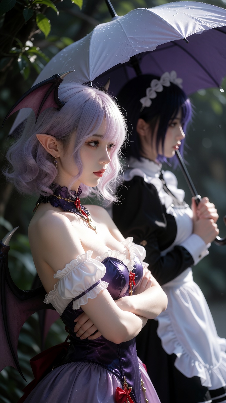 双人,  角色一：蕾米莉亚,  淡紫色短卷发 by 随风而动 on Tensor.Art