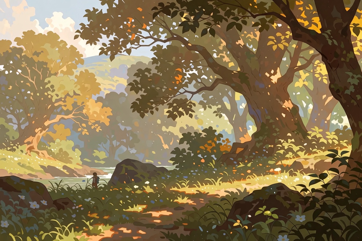 A vast landscape of a fantasy world,  high-quality painterly anime illustration,  polished digital painting on Tensor.Art