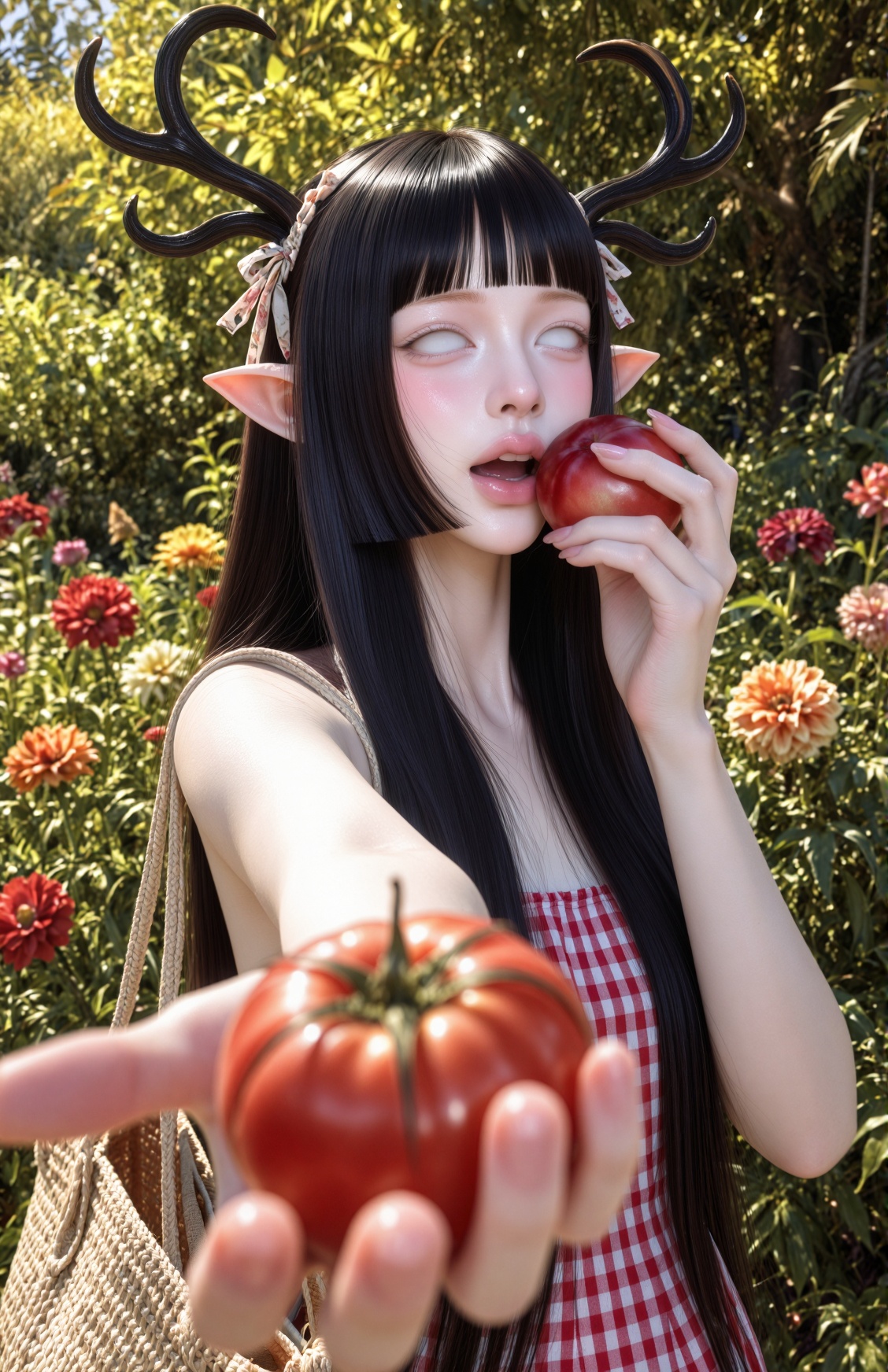 Semi-realistic cinematic half-body portrait shot from a slightly low angle,  camera positioned below eye level looking sli...