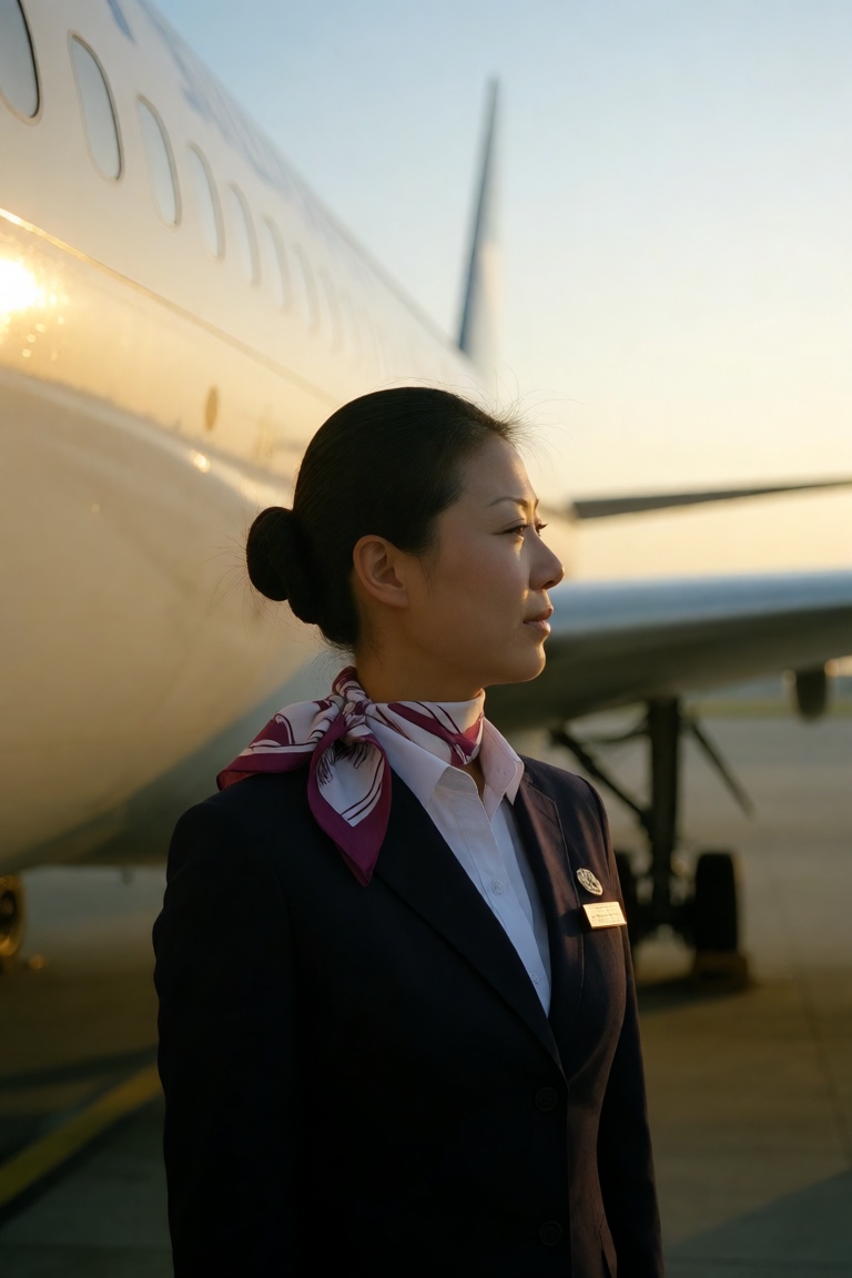 停机坪空姐杂志大片,  20 岁东亚女性,  严格保留原有五官样貌 by 星光花园 on Tensor.Art