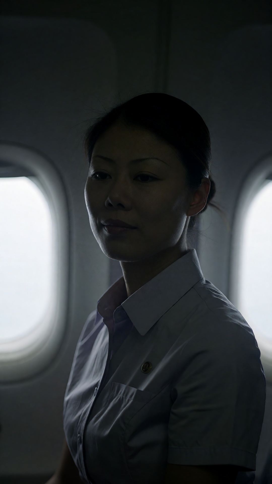暗调机舱空姐杂志大片,  20 岁东亚女性,  锁死原有五官脸型 by 星光花园 on Tensor.Art