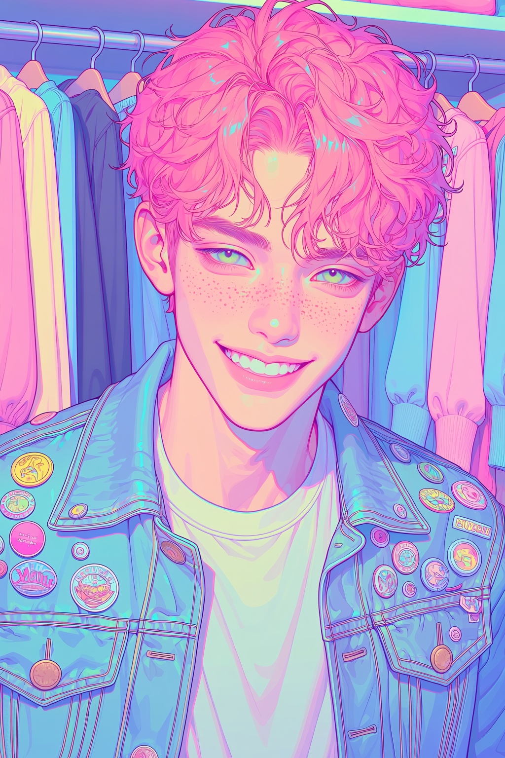 highres,  absurdres,  @B4TH1NQX A smiling young man with vibrant on Tensor.Art