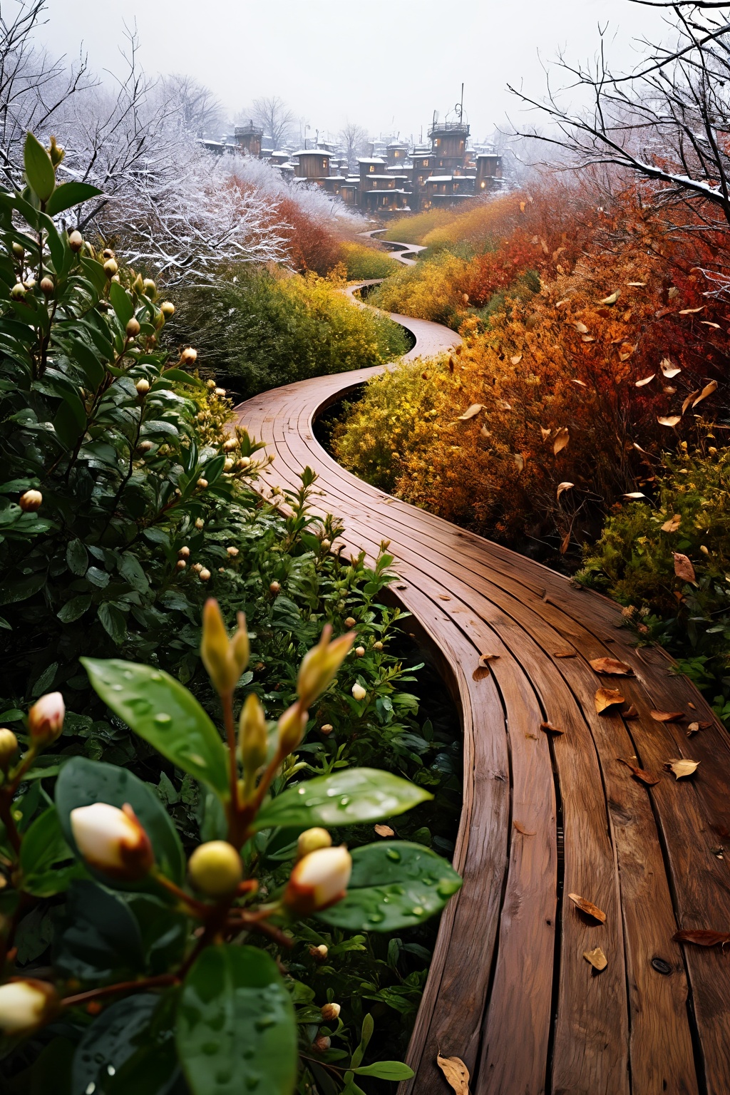 The passage of time has ONE clear direction: from the nearest foreground,  along the wooden flight deck,  following the cu...
