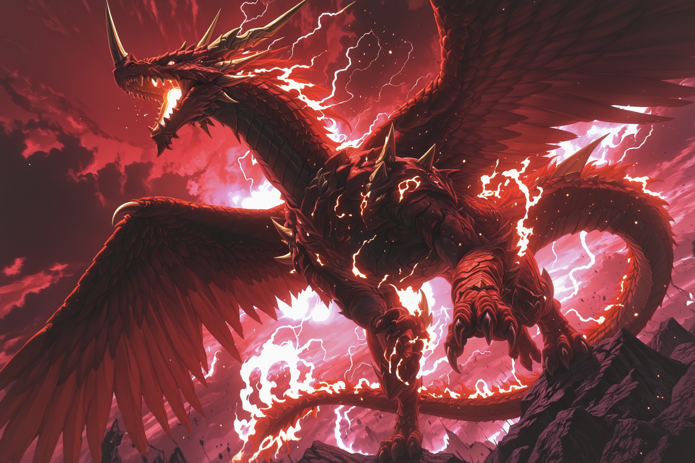 grtreddrg,  giant red dragon,  spiked head on Tensor.Art
