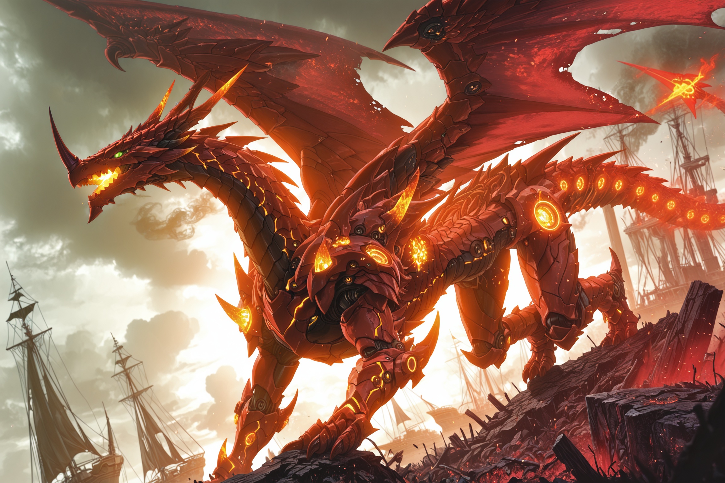 grtreddrg,  giant red dragon,  green eyes on Tensor.Art