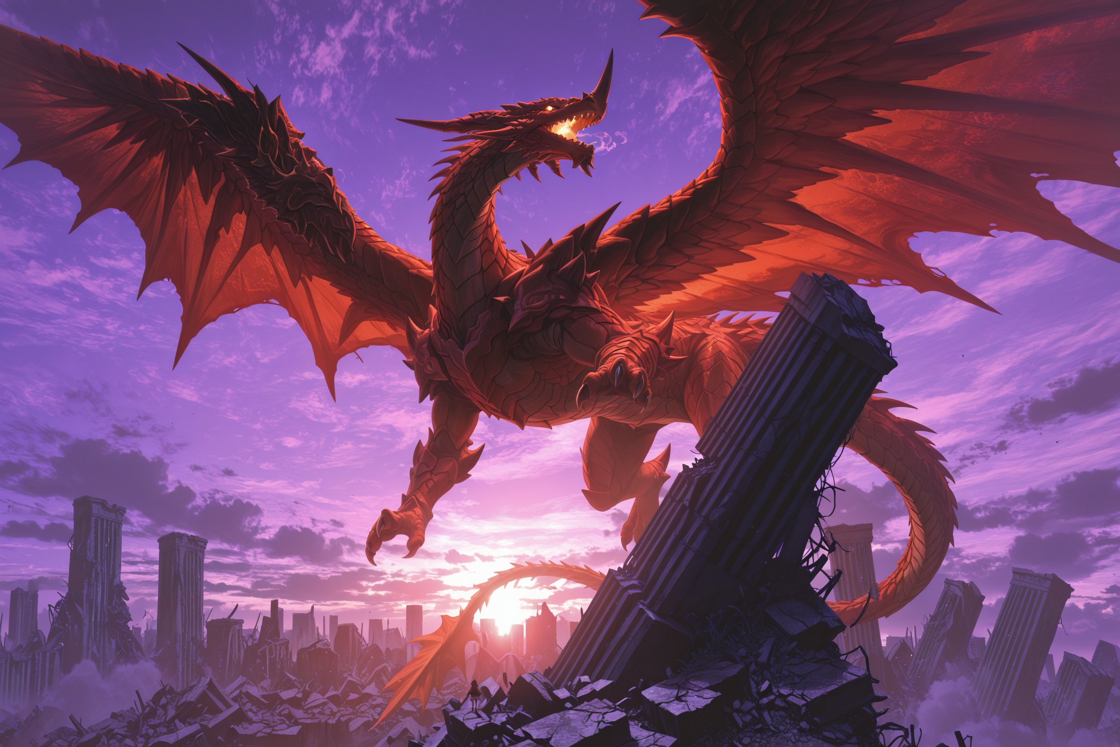 grtreddrg,  giant red dragon,  spiked head on Tensor.Art