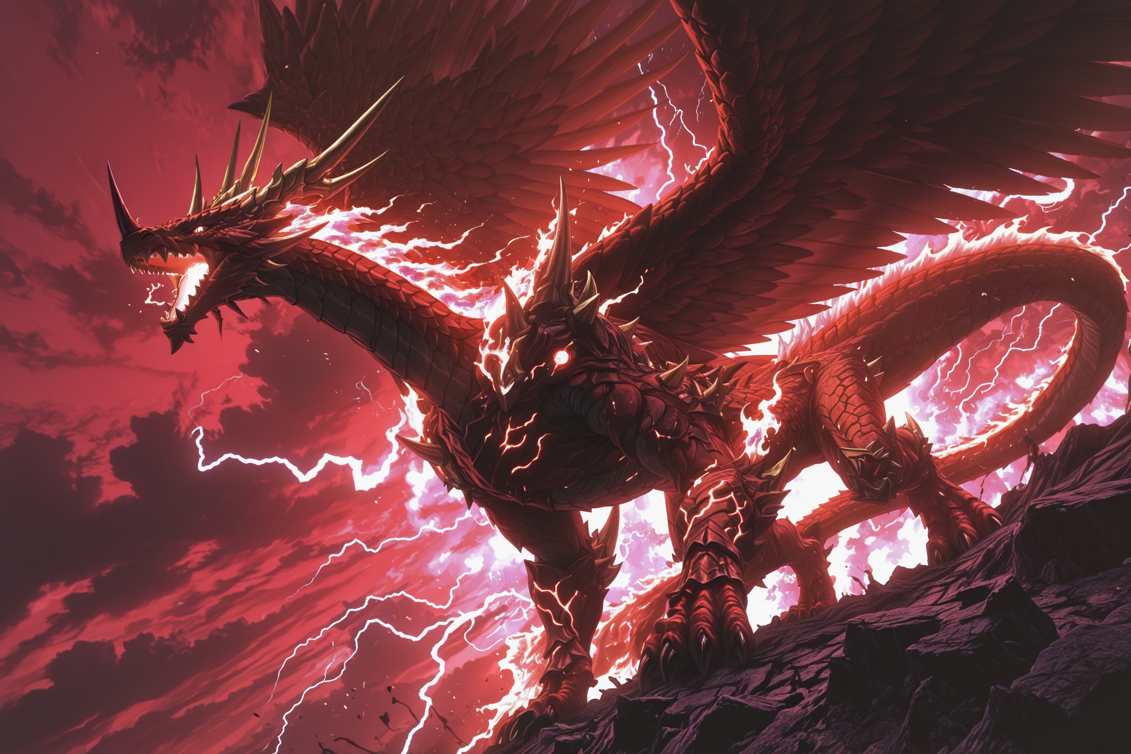 grtreddrg,  giant red dragon,  spiked head on Tensor.Art