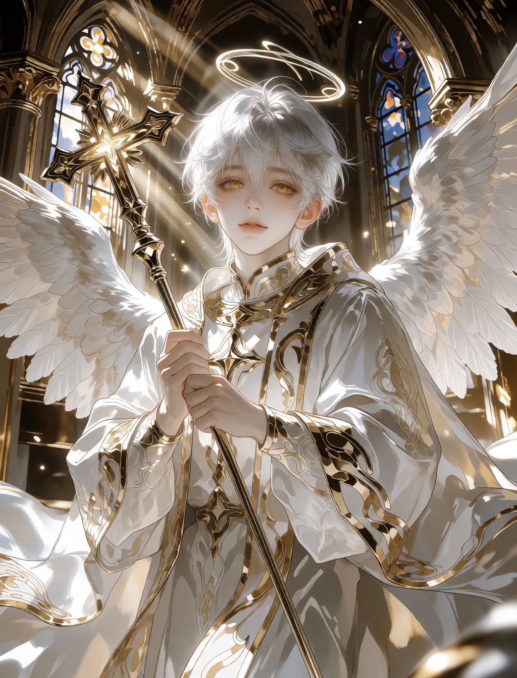 1boy,  solo,  short white hair on Tensor.Art