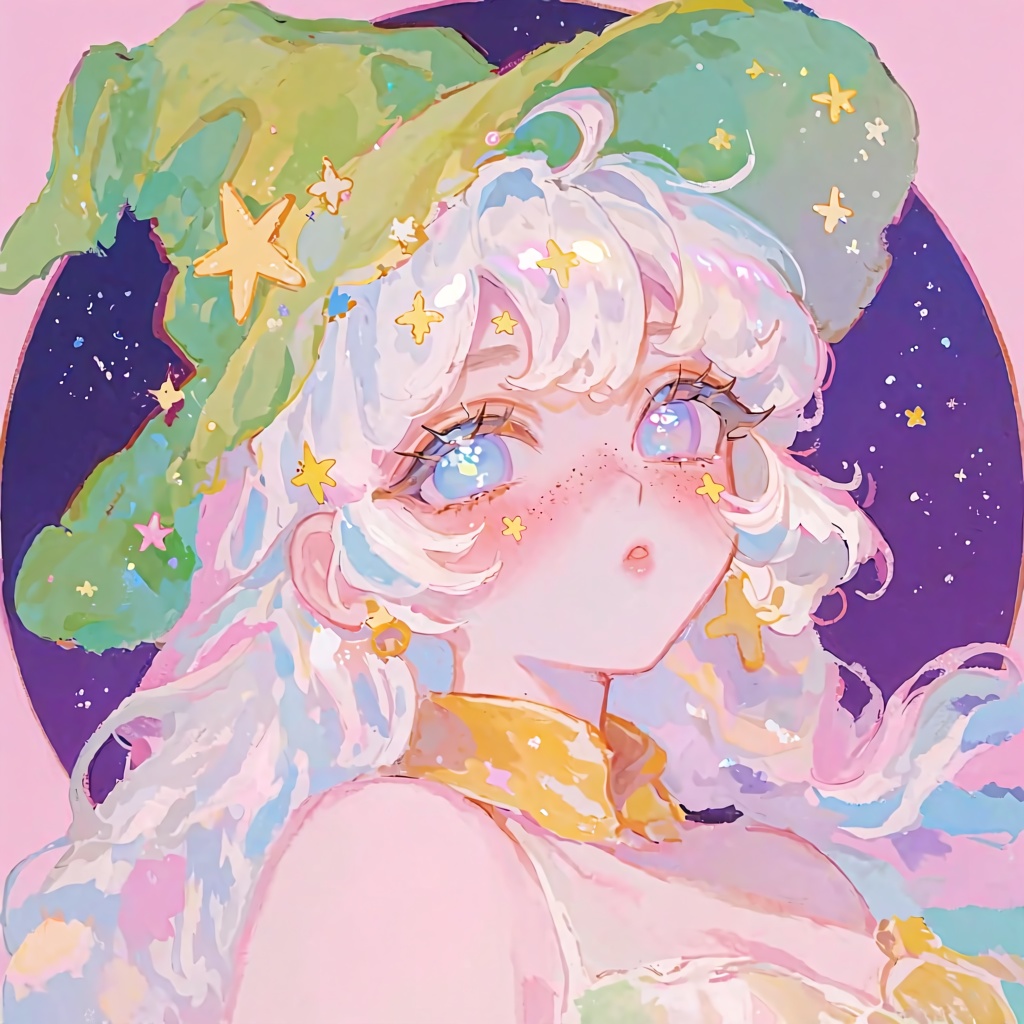 PffIcn,  a young woman with a whimsical,  celestial aesthetic on Tensor.Art