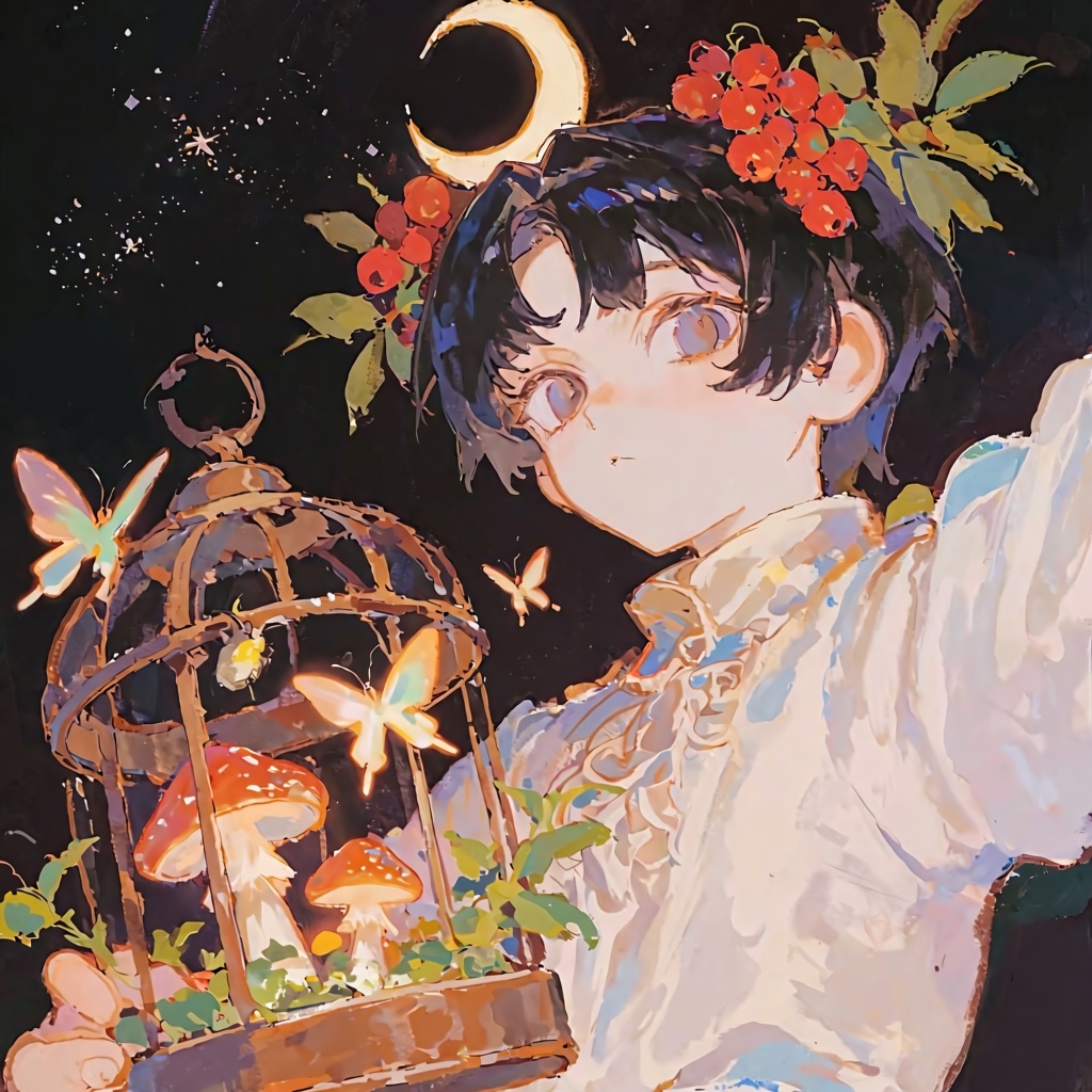 PffIcn,  A portrait of a young boy is depicted in a solo scene,  with a star symbolizing his prominence. His short black h...