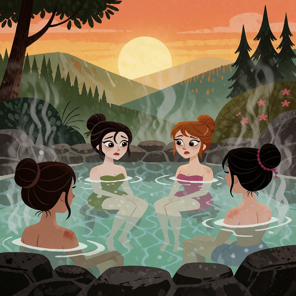A group of women enjoying a hot spring on Tensor.Art