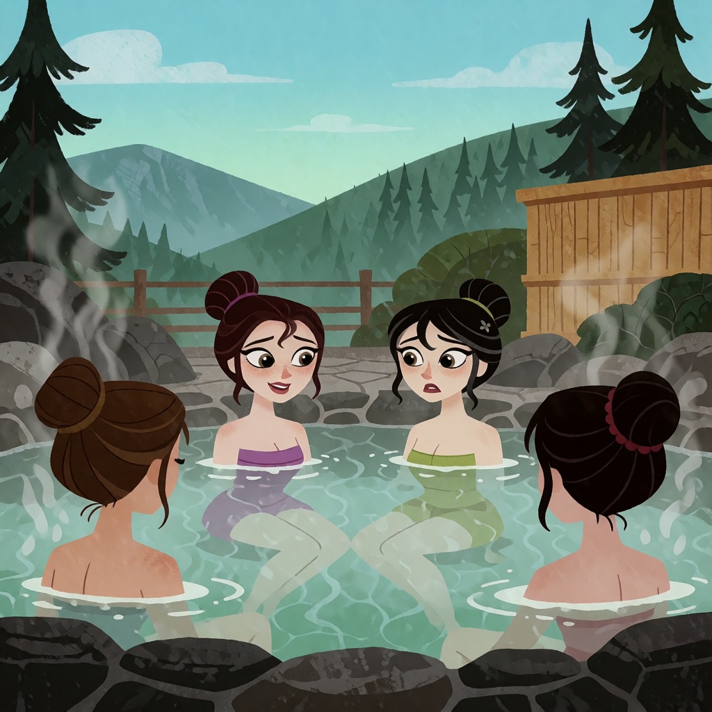 A group of women enjoying a hot spring on Tensor.Art