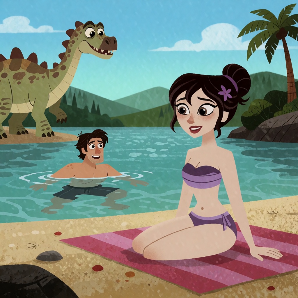 A man and a woman,  lake,  swimming on Tensor.Art