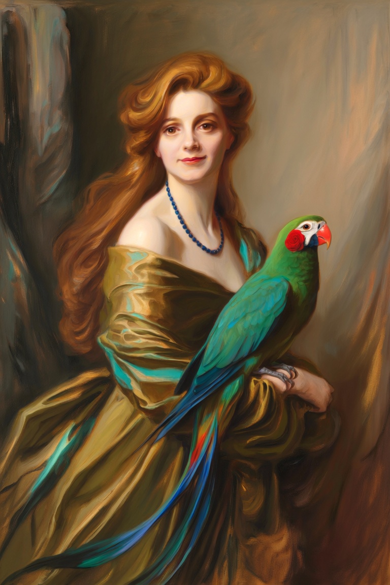 This is an elegant,  classical oil portrait in a late 19th / early 20th-century academic style,  featuring a young woman w...