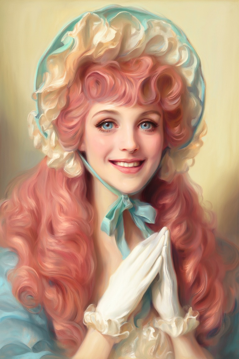 his is a soft,  painterly digital portrait of a young woman with a warm,  expressive demeanor on Tensor.Art