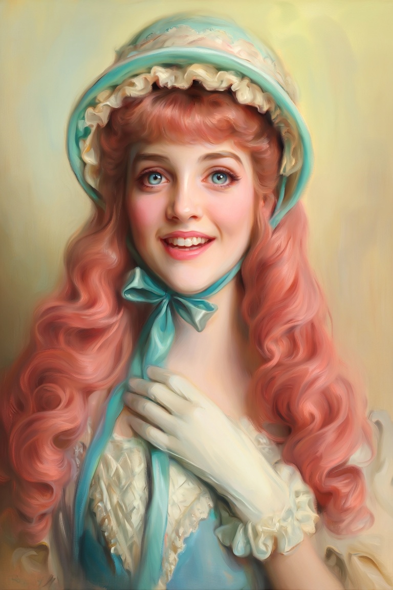 his is a soft,  painterly digital portrait of a young woman with a warm,  expressive demeanor on Tensor.Art