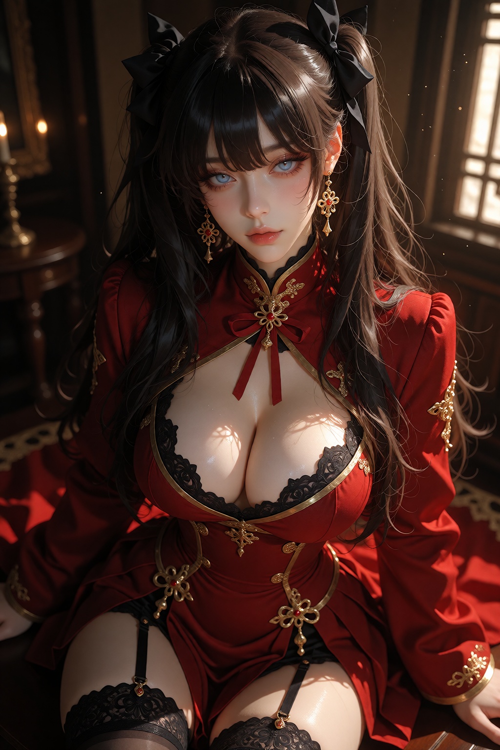 Create a masterpiece in the best quality and amazing aesthetic using absurdres. Portray Tohsaka Rin (Formalcraft) from the...