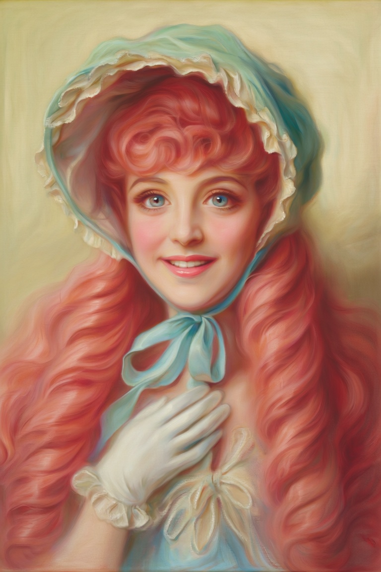 his is a soft,  painterly digital portrait of a young woman with a warm,  expressive demeanor on Tensor.Art