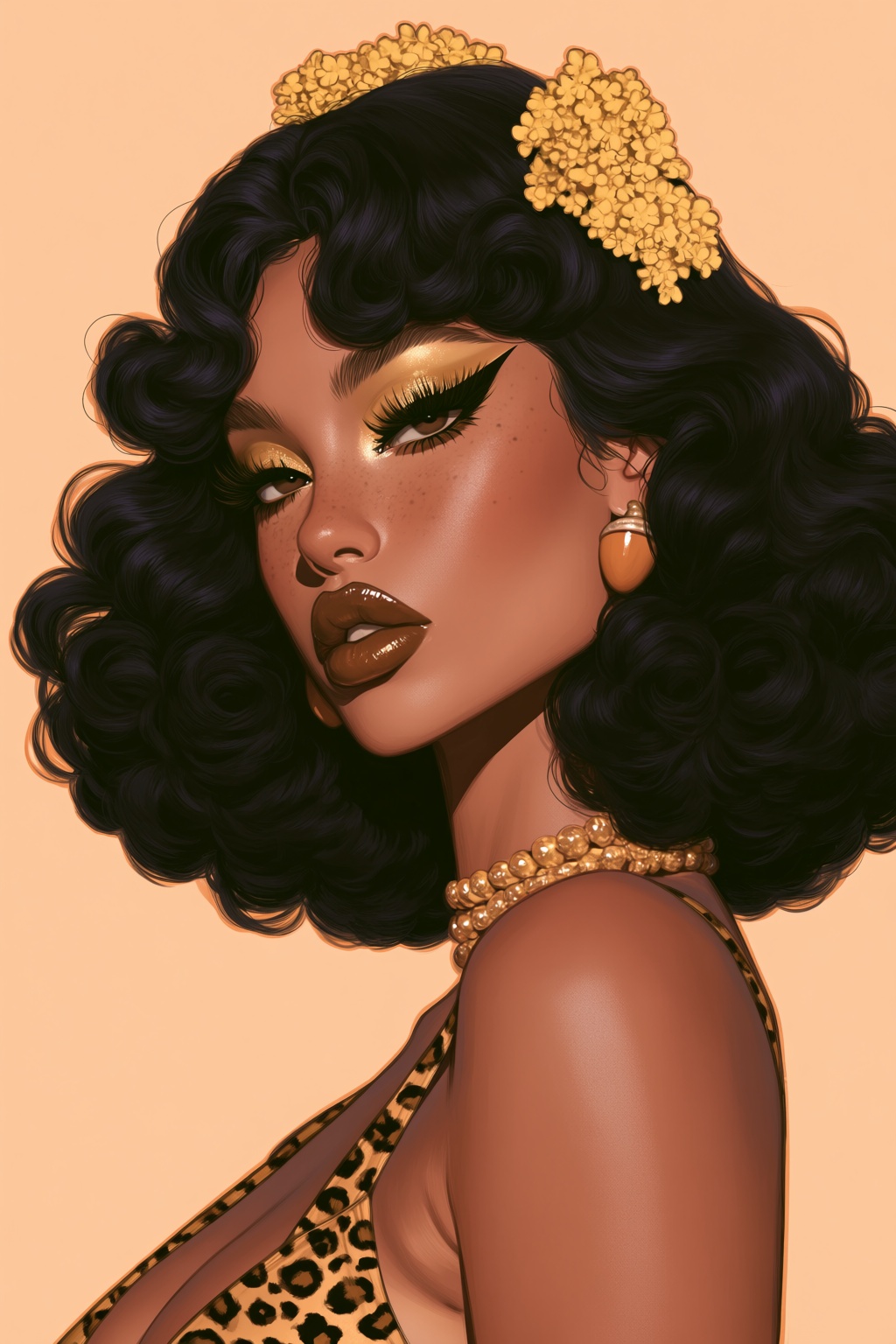highres,  absurdres,  @BUN3N3CR0 This digital portrait depicts a glamorous woman with voluminous on Tensor.Art