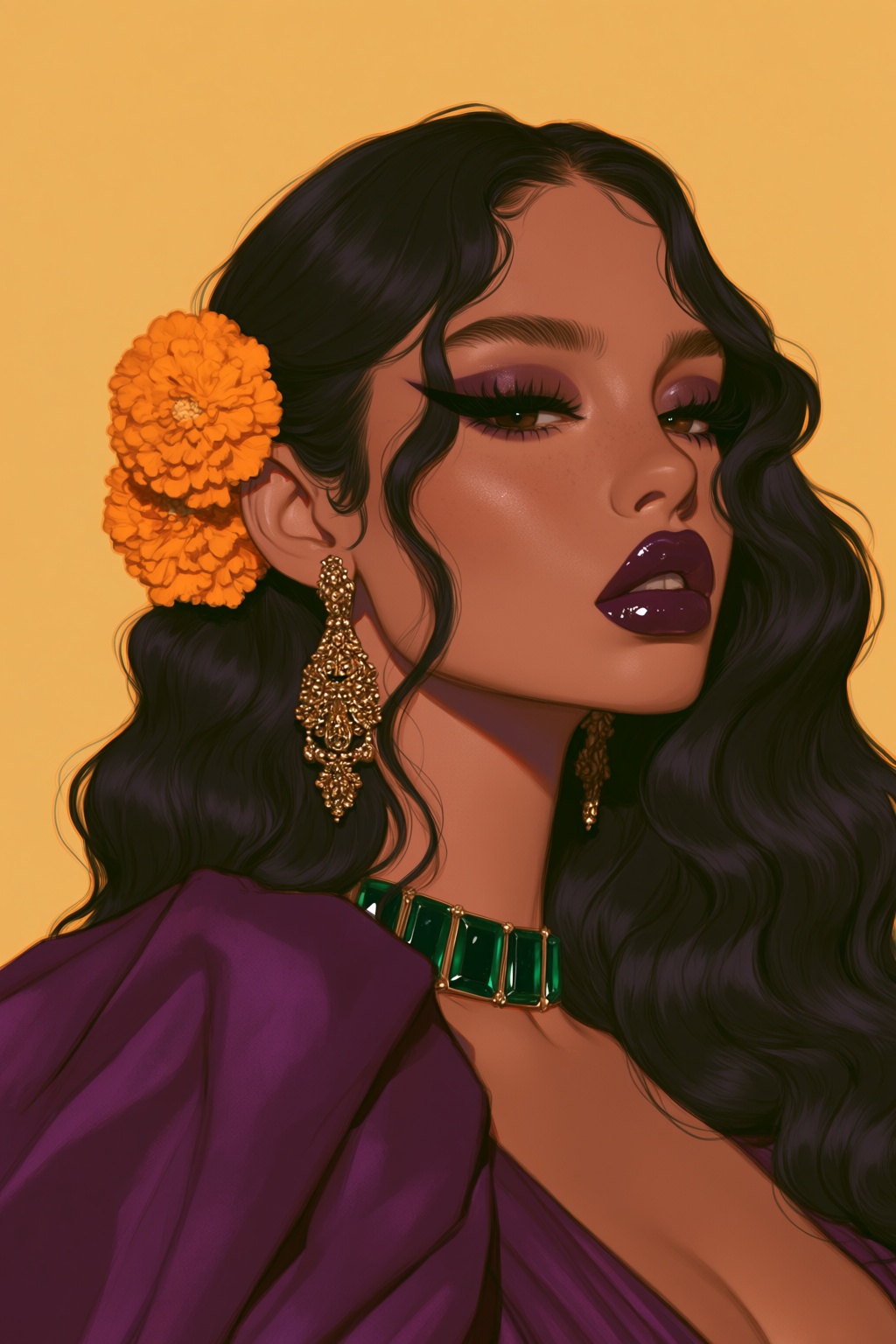highres,  absurdres,  @BUN3N3CR0 A digital illustration depicts a portrait of a woman with long on Tensor.Art