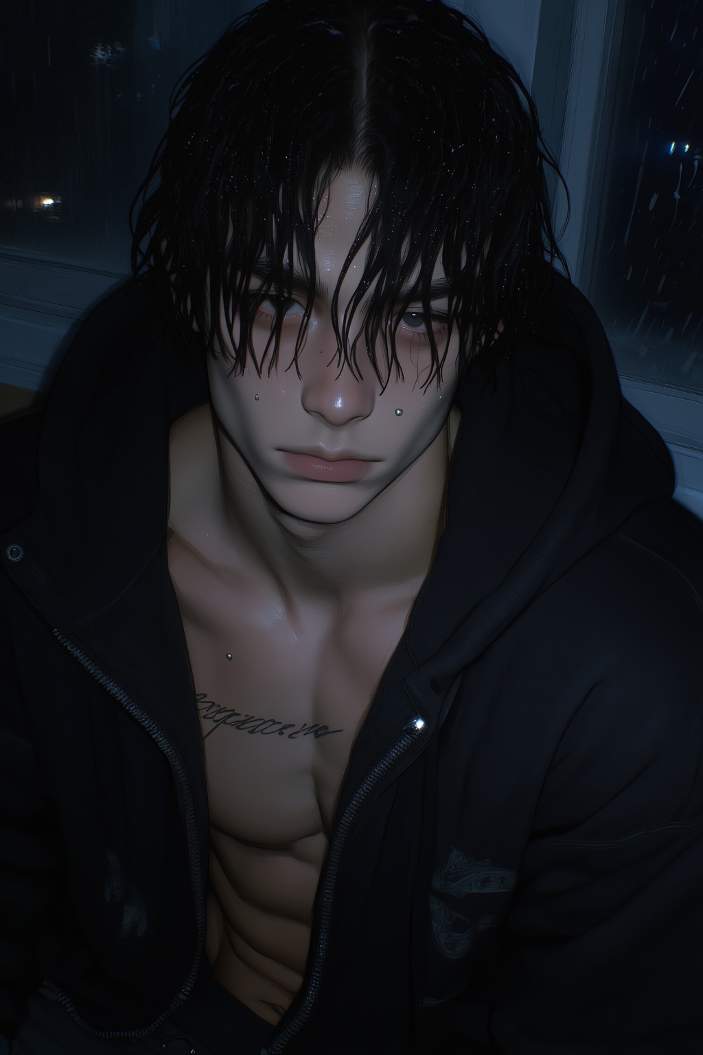 highres,  absurdres,  @4**0D4YX A young man with wet on Tensor.Art