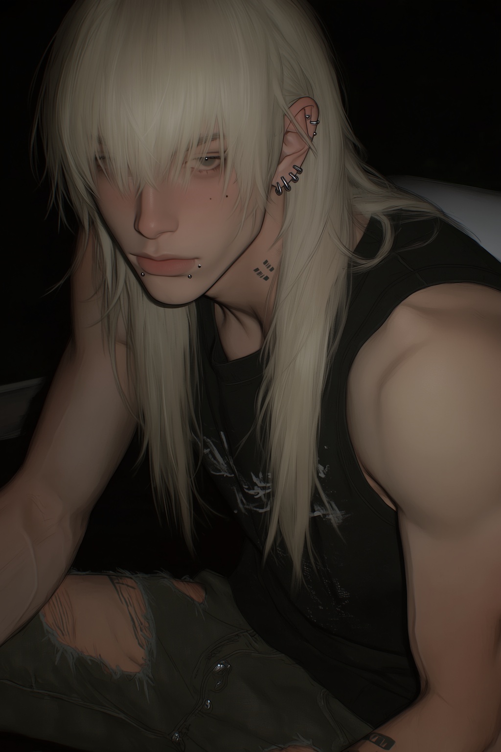 highres,  absurdres,  @4**0D4YX A young man with long on Tensor.Art