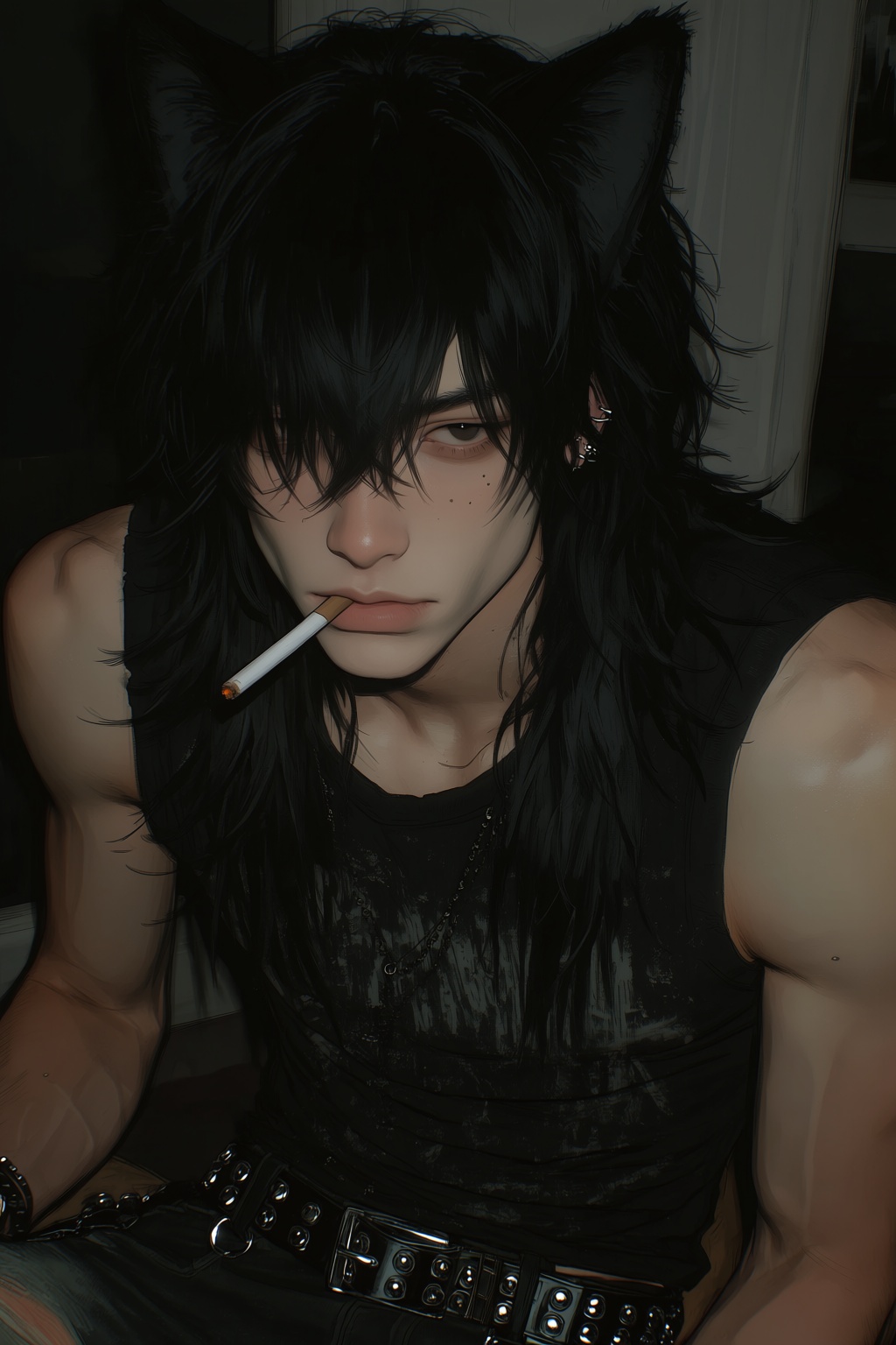 highres,  absurdres,  @4**0D4YX 12. A young man with long on Tensor.Art