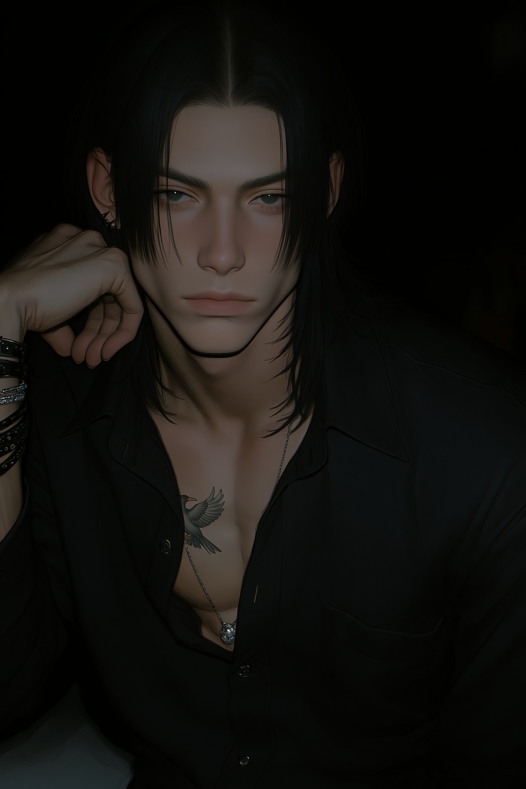 highres,  absurdres,  @4**0D4YX 14. A young man with straight on Tensor.Art