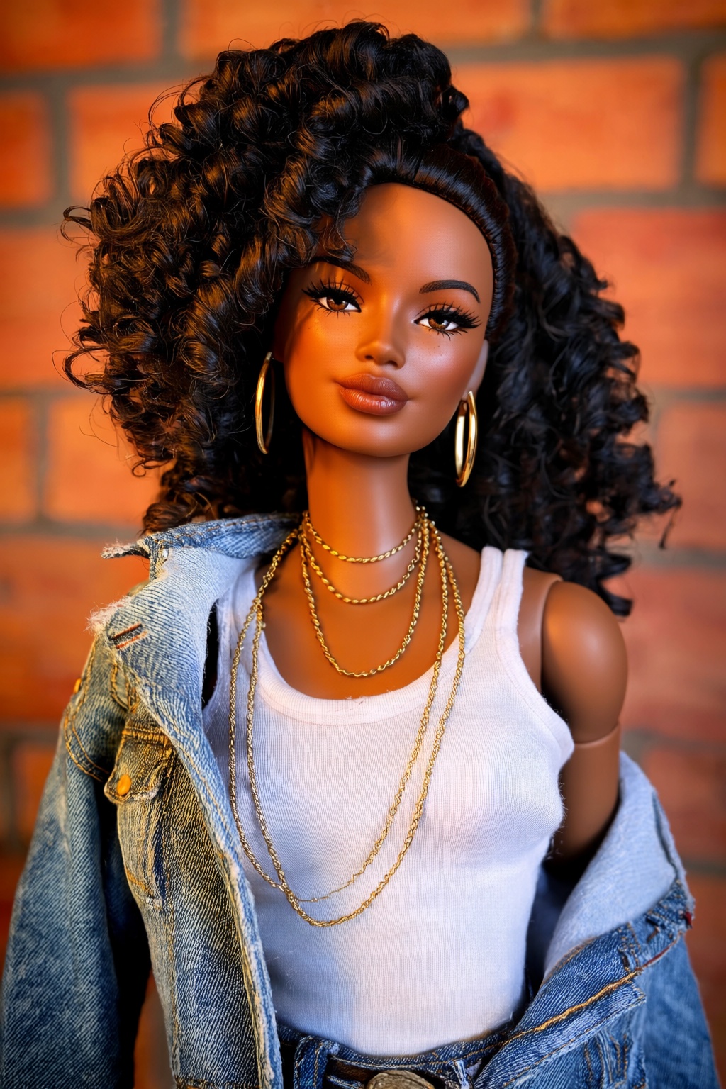 highres,  absurdres,  @R44UMX7 A medium portrait of a Black woman doll with gorgeous on Tensor.Art
