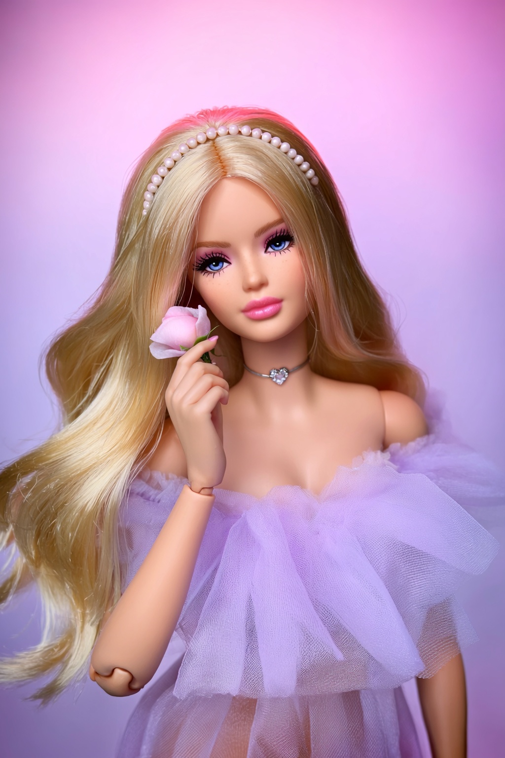 highres,  absurdres,  @R44UMX7 A medium close-up shot of a blonde woman doll with long on Tensor.Art
