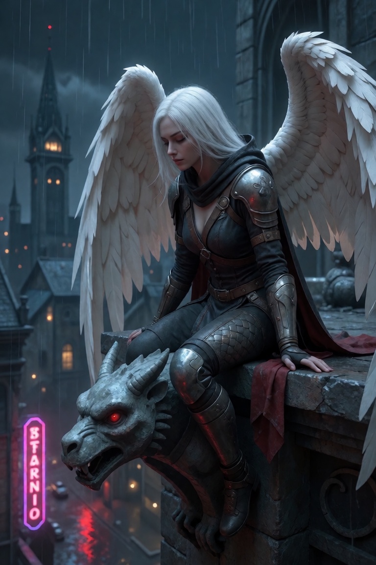 artehlia valoren,  two white feathered wings,  full body on Tensor.Art