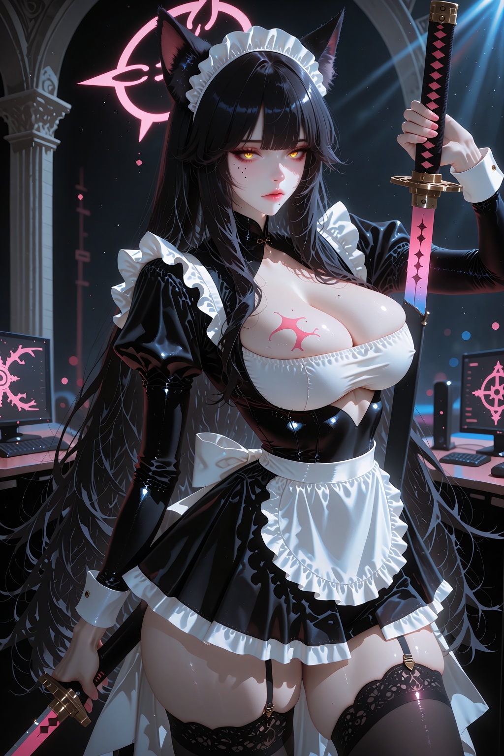 1girl,  breasts,  sword on Tensor.Art