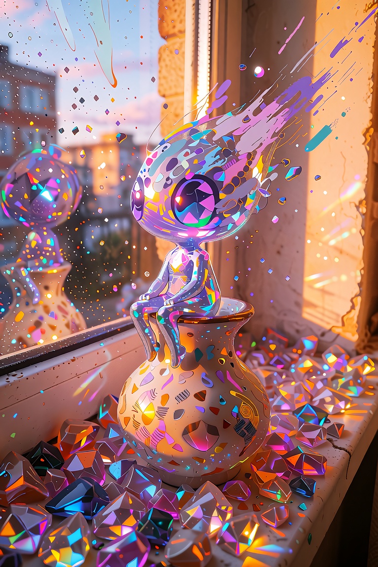 anime-style tiny lavender spirit,  made of sparkling purple,  violet on Tensor.Art
