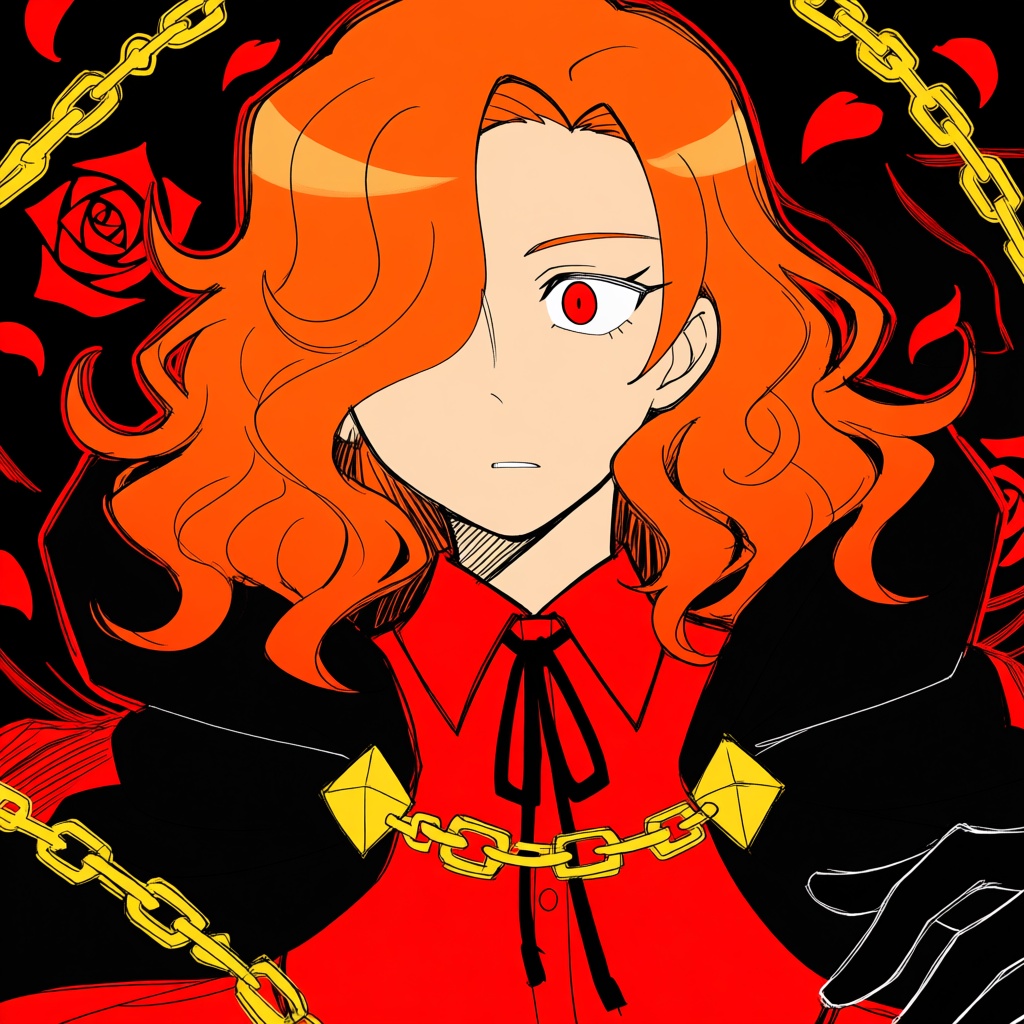 orange hair,  medium hair,  wavy hair on Tensor.Art