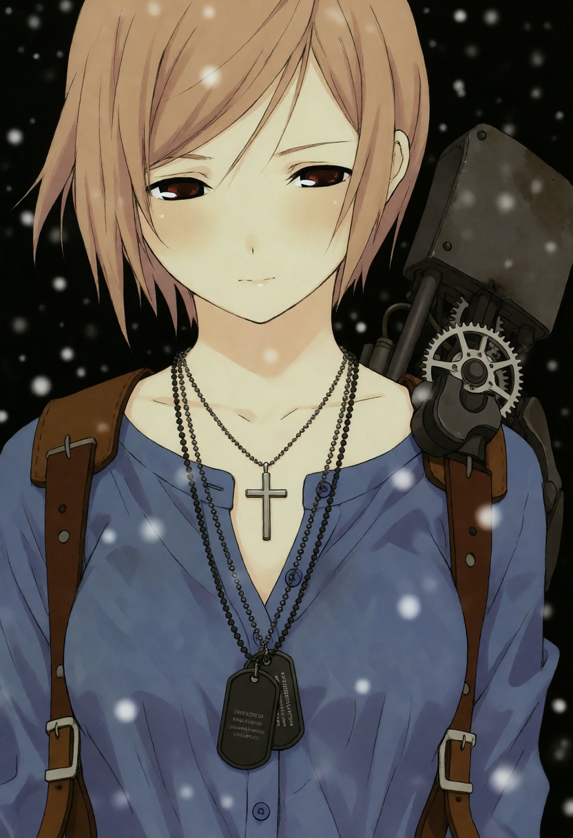 moestyle. A medium close-up,  chest-up shot captures a young person with short,  light-brown hair on Tensor.Art