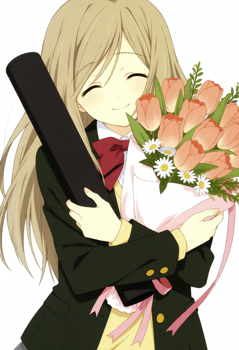 moestyle. high-angle,  medium shot depicts a young woman in a celebratory,  sentimental moment on Tensor.Art