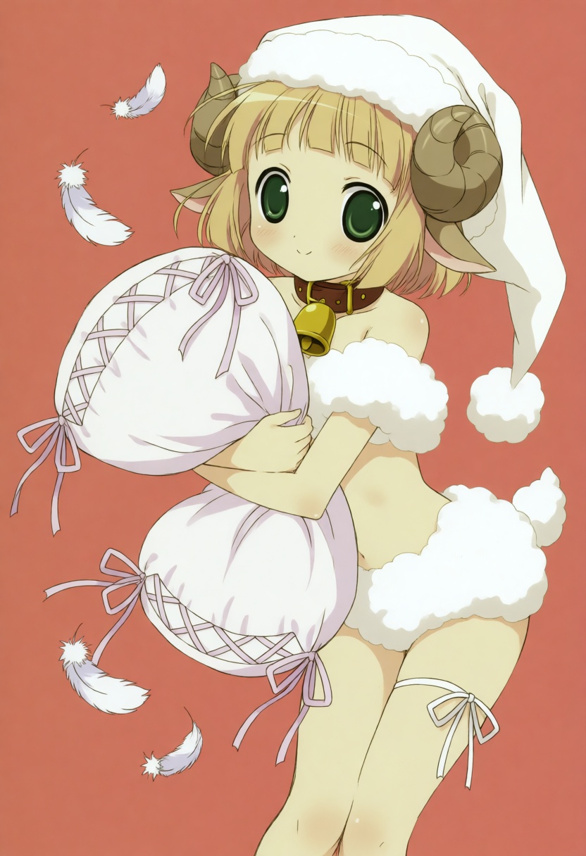 moestyle. A high-angle,  full-body studio photograph captures a young person dressed in an elaborate sheep-themed ensemble...