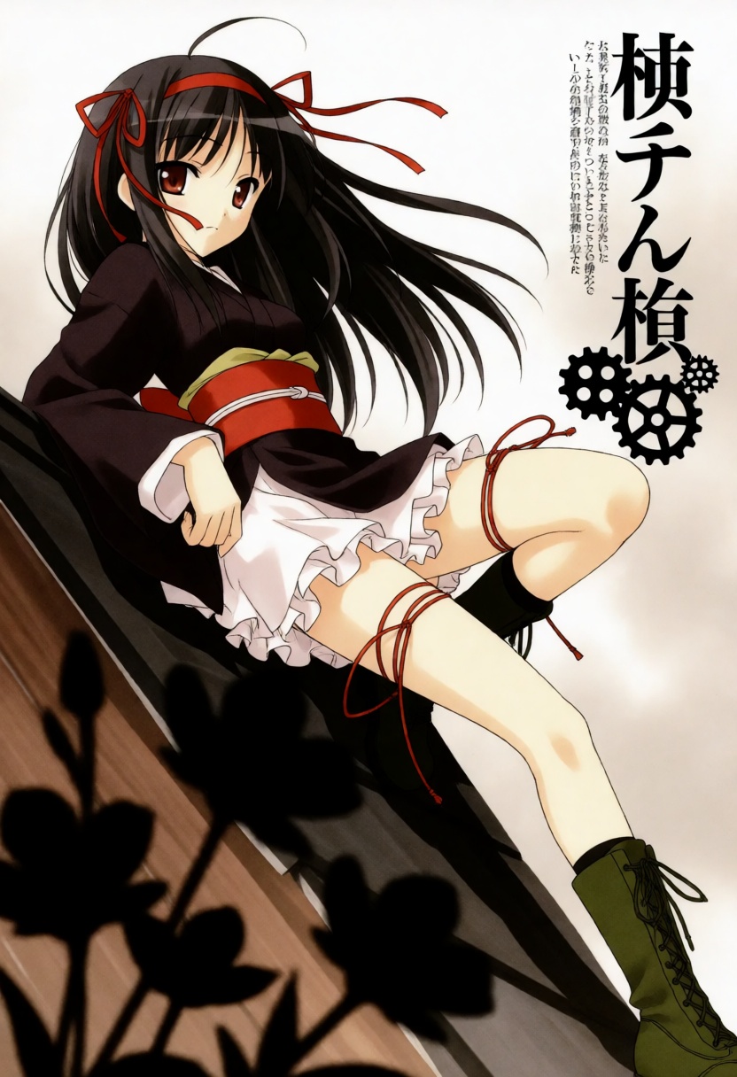 moestyle. A full-body vertical photograph captures a young woman with long,  straight raven-black hair cascading down her...