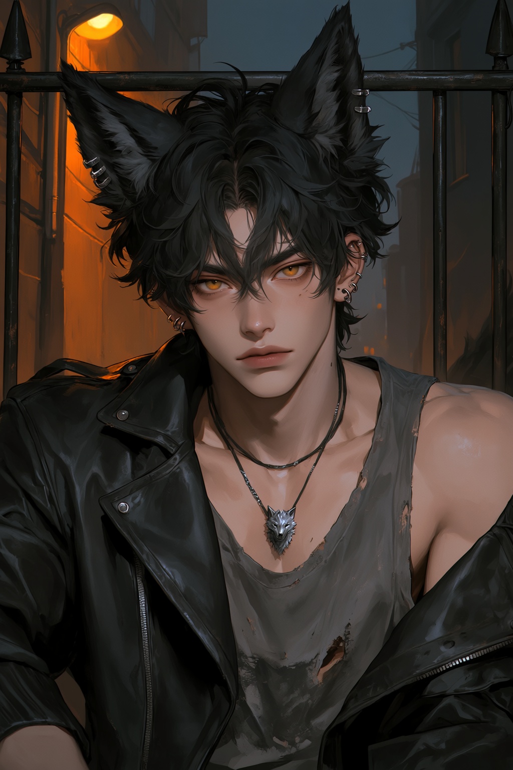 highres,  absurdres,  @PH3N3XFX A young man with messy charcoal hair and two pointed on Tensor.Art