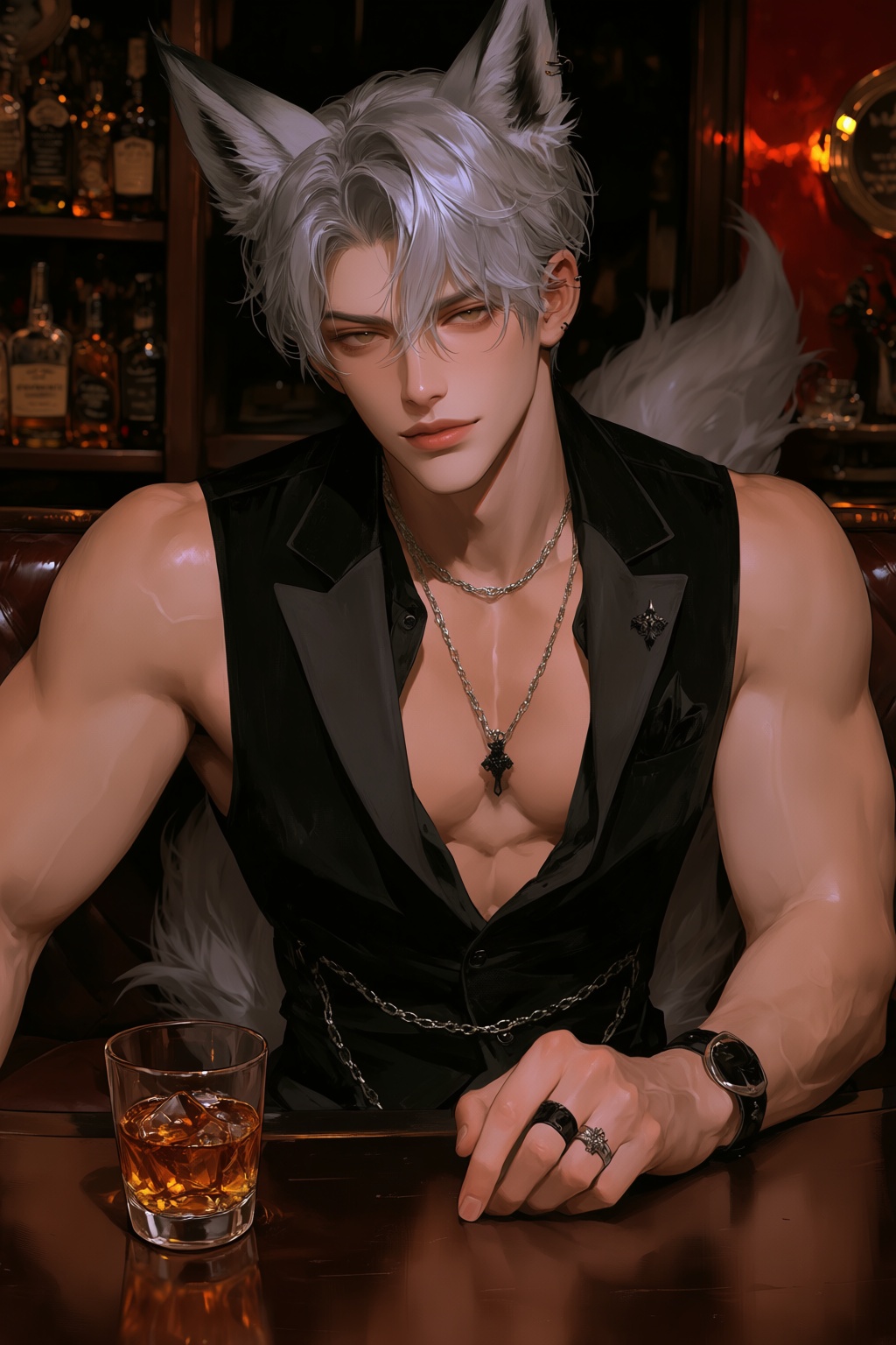 highres,  absurdres,  @PH3N3XFX A young man with sleek on Tensor.Art